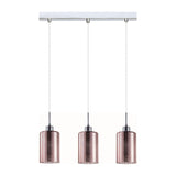 CLA ESPEJO2 Interior Iron & Rose Gold Glass with Line Effect Oblong Pendant Lights