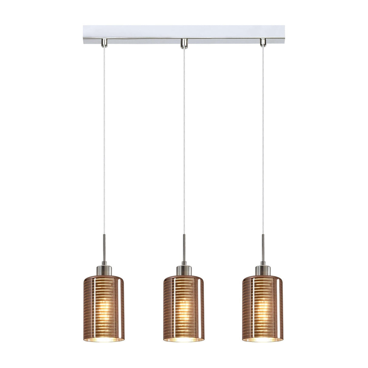 CLA ESPEJO2 Interior Iron & Rose Gold Glass with Line Effect Oblong Pendant Lights