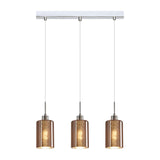 CLA ESPEJO2 Interior Iron & Rose Gold Glass with Line Effect Oblong Pendant Lights