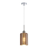 CLA ESPEJO2 Interior Iron & Rose Gold Glass with Line Effect Oblong Pendant Lights