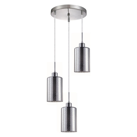 CLA ESPEJO3 Interior Iron & Chrome Glass with Dotted Effect Oblong Pendant Lights