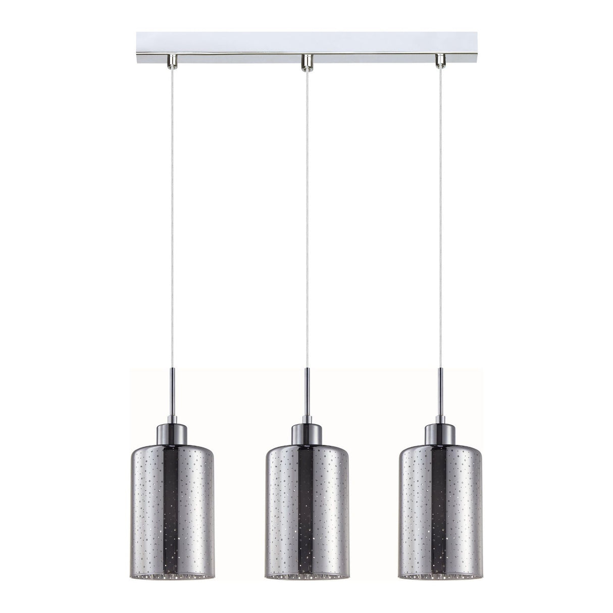 CLA ESPEJO3 Interior Iron & Chrome Glass with Dotted Effect Oblong Pendant Lights