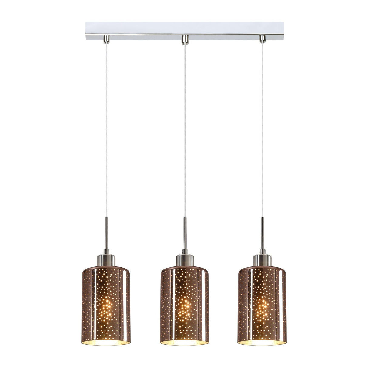 CLA ESPEJO4 Interior Iron & Rose Gold with Dotted Effect Oblong Pendant Lights