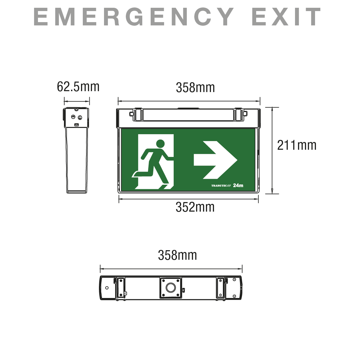 Martec Emergency Exit Ceiling Mount or Recessed