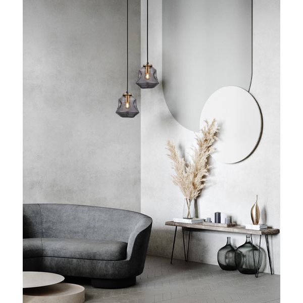 CLA FOSSETTE Interior Dimpled Smoked Mirror Effect Glass Pendant