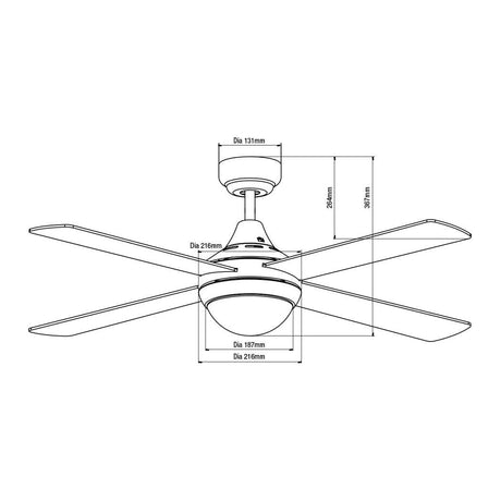 Martec Link 48” AC Ceiling Fan with E27 Light & Remote Control