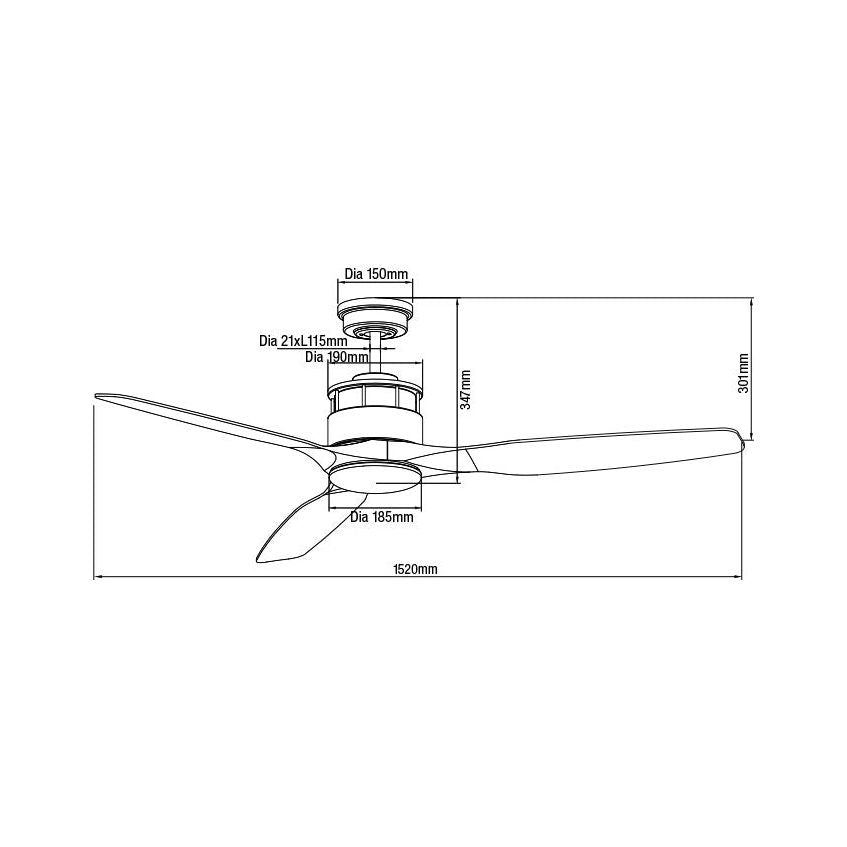 Martec Governor 60″ Ceiling Fan with ABS Blades and Tricolour LED Light