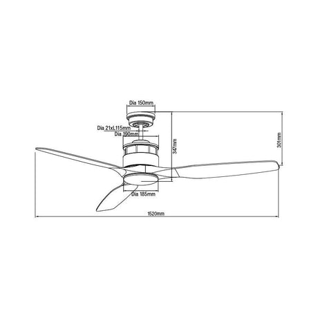 Martec Governor 60″ Ceiling Fan with ABS Blades and Tricolour LED Light