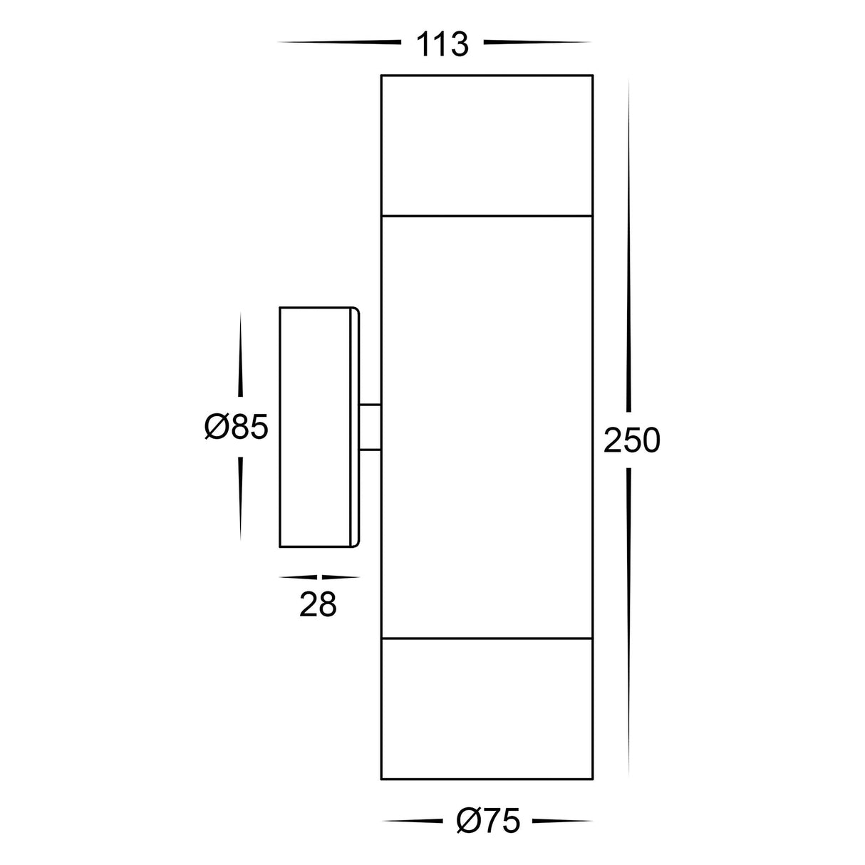 Havit HV1028T Maxi Tivah Aluminium Black TRI Colour Up & Down Wall Pillar Lights