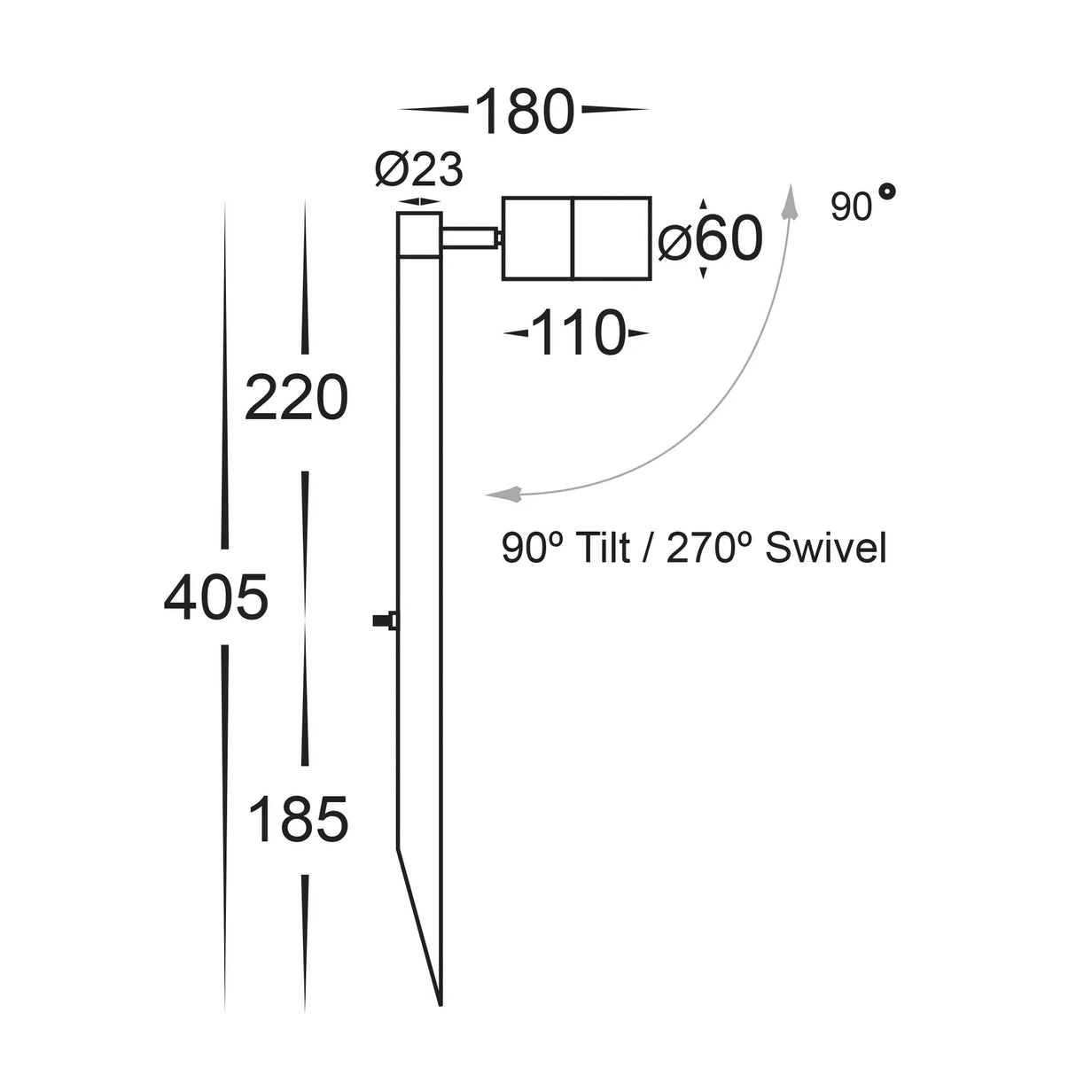 Havit HV1407T-BLK Tivah Aluminium Black 5w LED Garden Spike Light