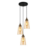 CLA JEREZ1 Interior Bronze Amber Glass Flat Top Ellipse Pendant Lights