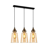 CLA JEREZ1 Interior Bronze Amber Glass Flat Top Ellipse Pendant Lights