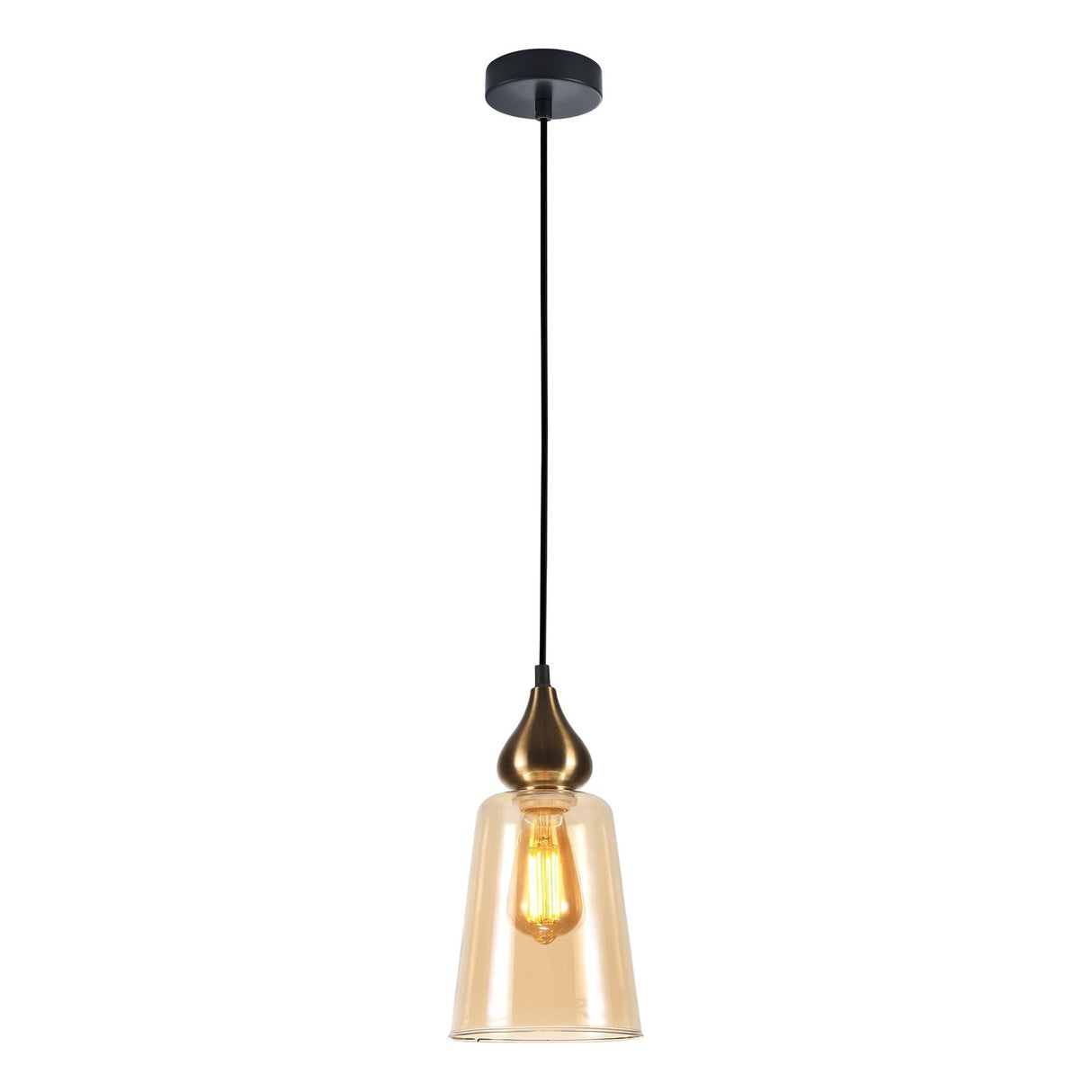 CLA JEREZ1 Interior Bronze Amber Glass Flat Top Ellipse Pendant Lights