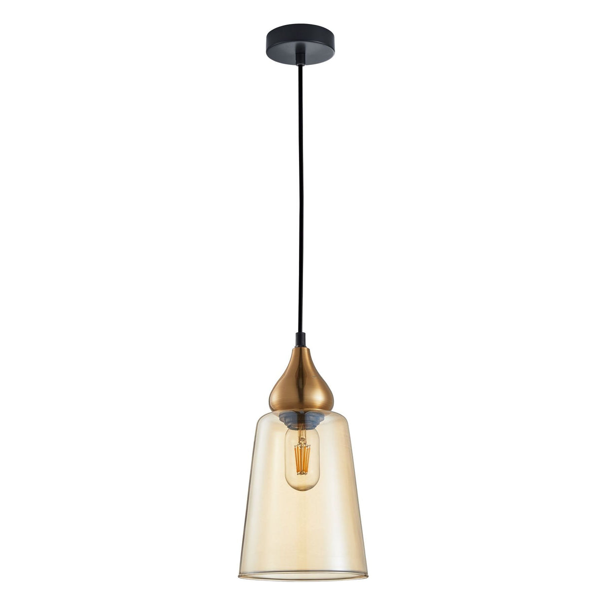 CLA JEREZ1 Interior Bronze Amber Glass Flat Top Ellipse Pendant Lights