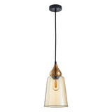 CLA JEREZ1 Interior Bronze Amber Glass Flat Top Ellipse Pendant Lights