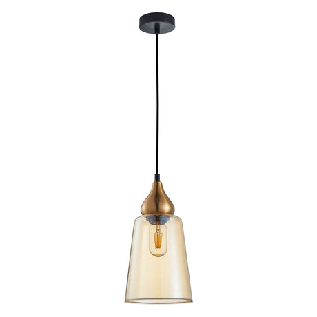 CLA JEREZ1 Interior Bronze Amber Glass Flat Top Ellipse Pendant Lights