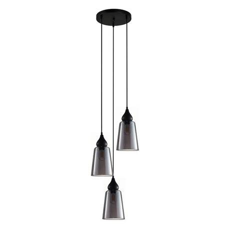 CLA JEREZ2 Interior Black Smoke Glass Flat Top Ellipse Pendant Lights