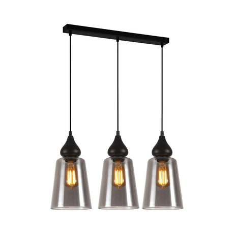 CLA JEREZ2 Interior Black Smoke Glass Flat Top Ellipse Pendant Lights