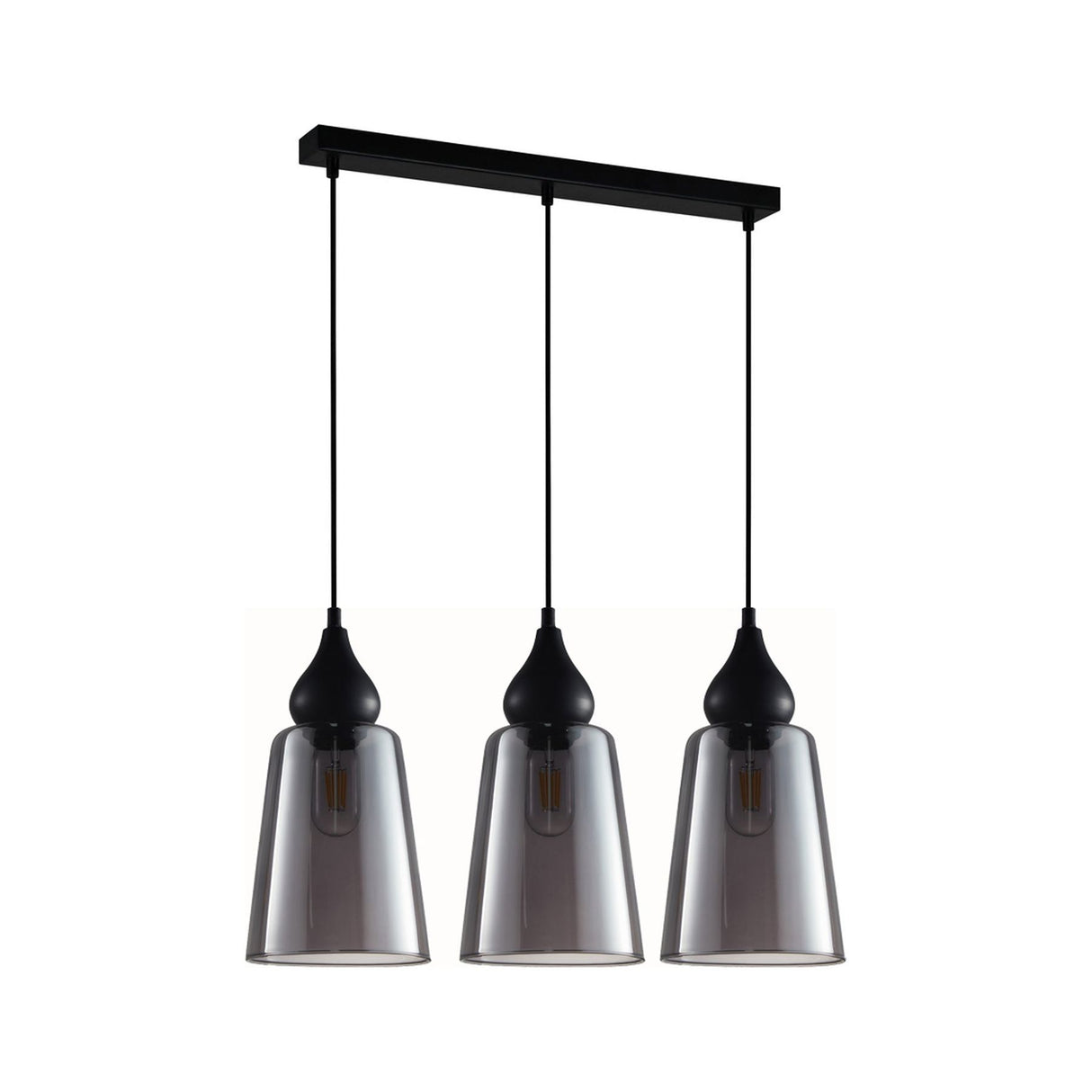 CLA JEREZ2 Interior Black Smoke Glass Flat Top Ellipse Pendant Lights