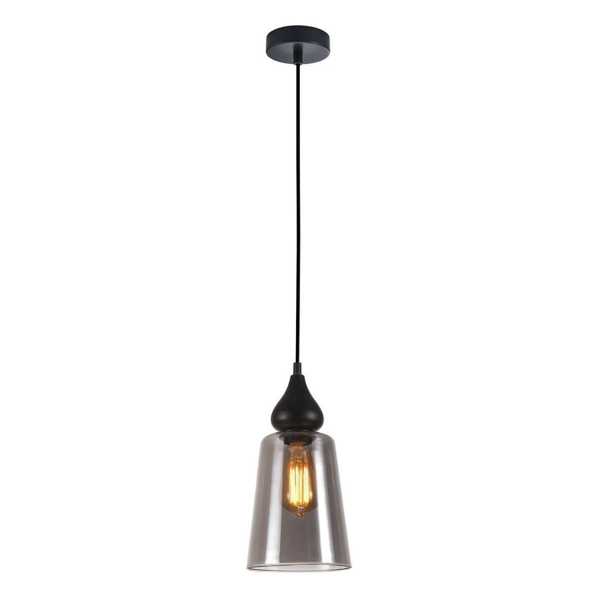 CLA JEREZ2 Interior Black Smoke Glass Flat Top Ellipse Pendant Lights