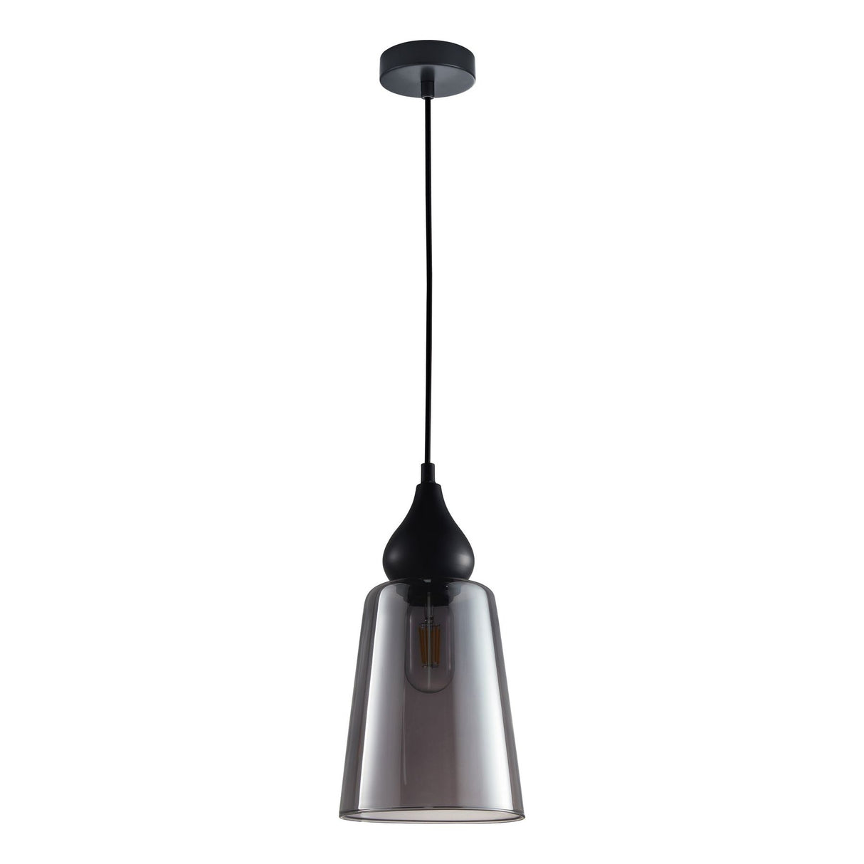 CLA JEREZ2 Interior Black Smoke Glass Flat Top Ellipse Pendant Lights