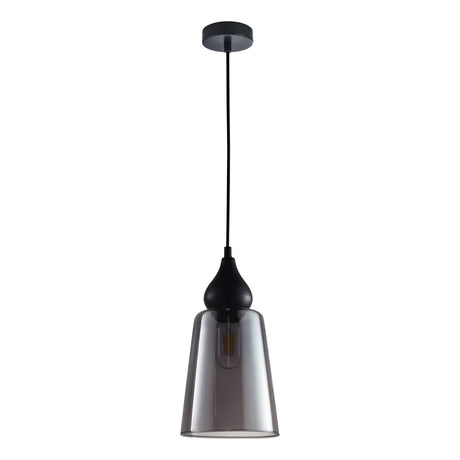 CLA JEREZ2 Interior Black Smoke Glass Flat Top Ellipse Pendant Lights