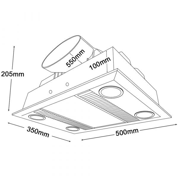 Martec Linear 3 in 1 Bathroom Heater With Exhaust Fan And LED Lights