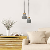 Oriel Lighting CONCRETE PANTO 1 Urban Style Pendant in Concrete and Timber