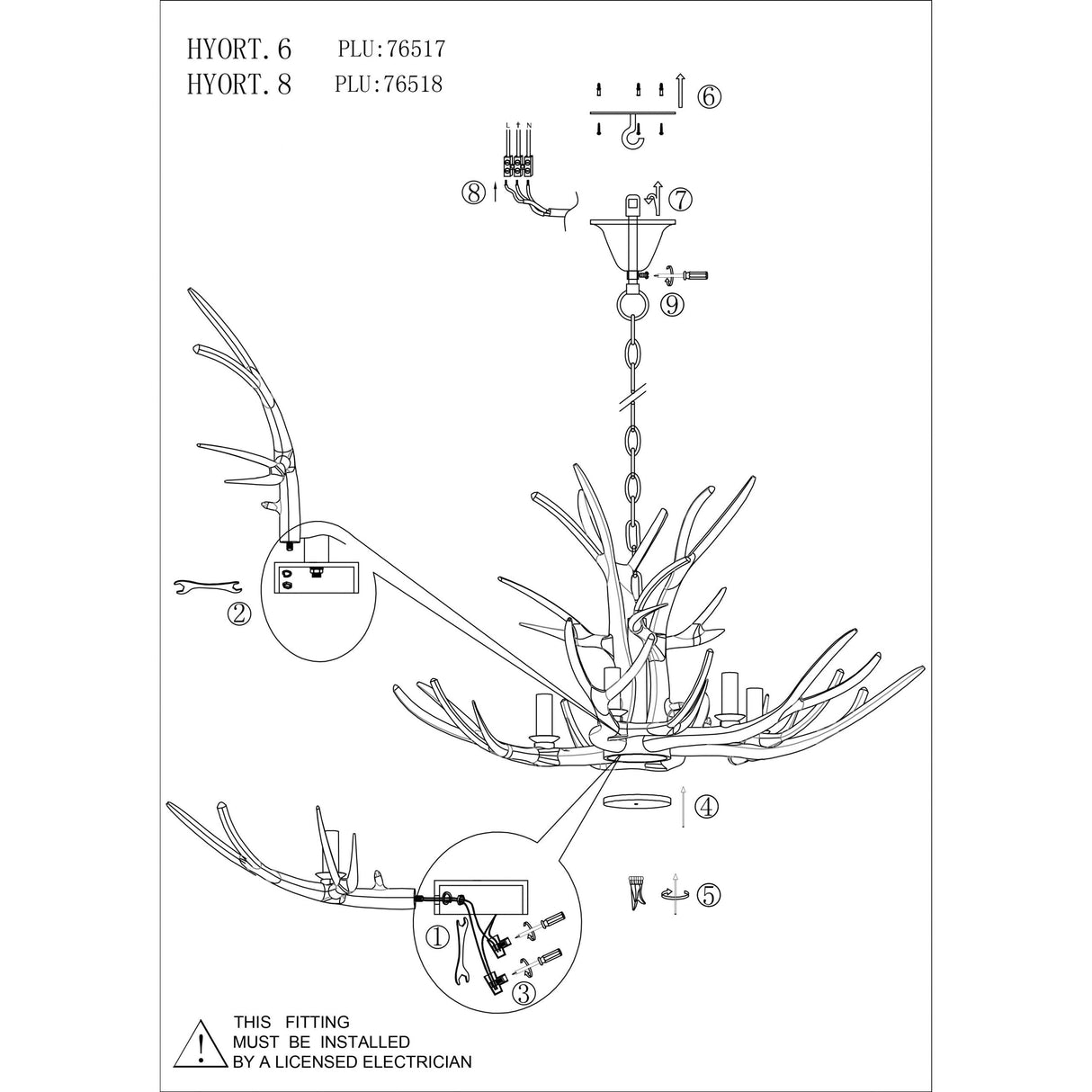 Oriel HYORT 6 Light KD Version Designer Pendant