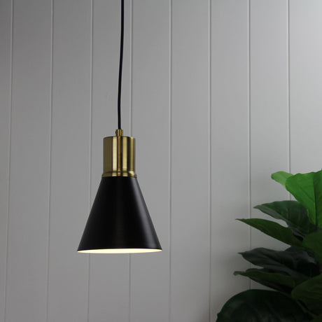 Oriel Como Single Antique Brass Black and Antique Brass Single Pendant