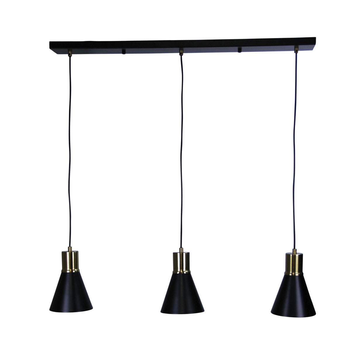 Oriel Como 3 Light Antique Brass Black and Antique Brass 3 light Bar Pendant