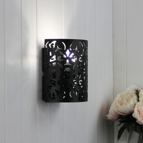 Oriel Vicky Wall Light Black Laser Cut Metal Wall Mounted Light