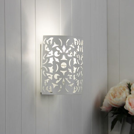 Oriel Vicky Wall Light White Laser Cut Metal Wall Mounted Light