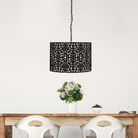 Oriel Vicky 45 Black Laser Cut Metal Pendant