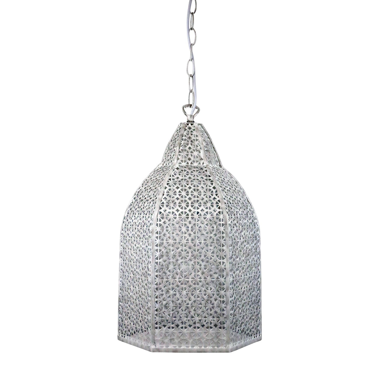 Oriel Istanbul Antique White Laser Cut Metal Pendant in Antique White finish