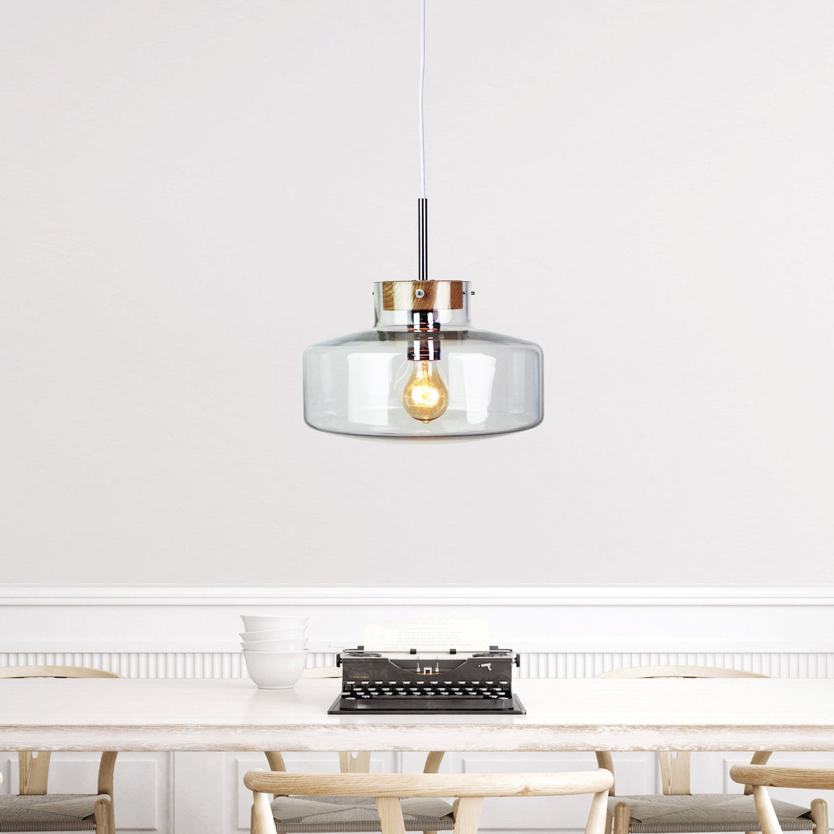 Oriel Lighting HOLBECK.30 Scandi Clear Glass Pendant