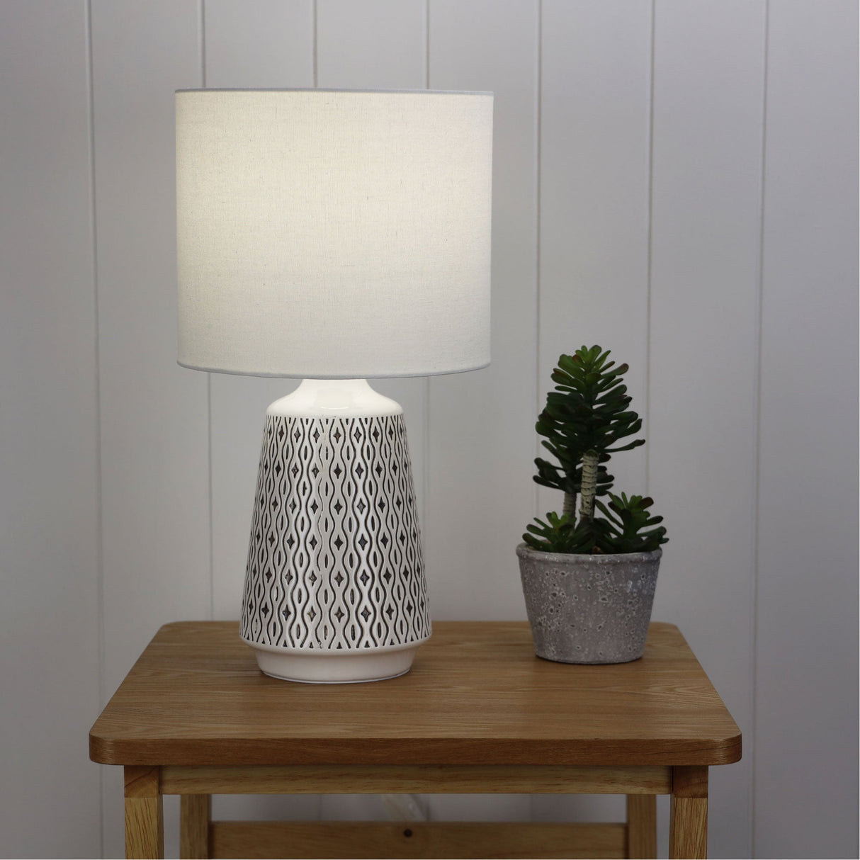 Oriel MOANA Ceramic Table Lamp with Shade in 6 Colours