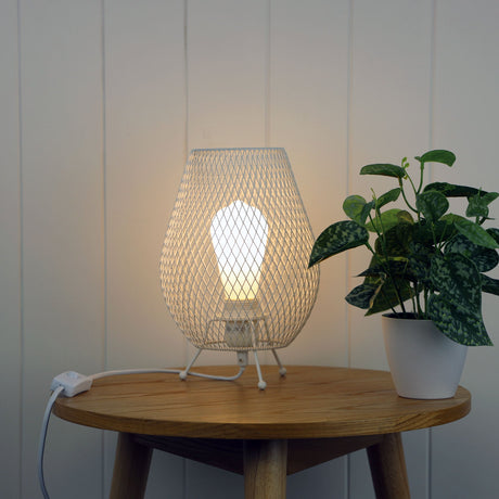 Oriel Lighting Hyzer Mesh Table Lamp White