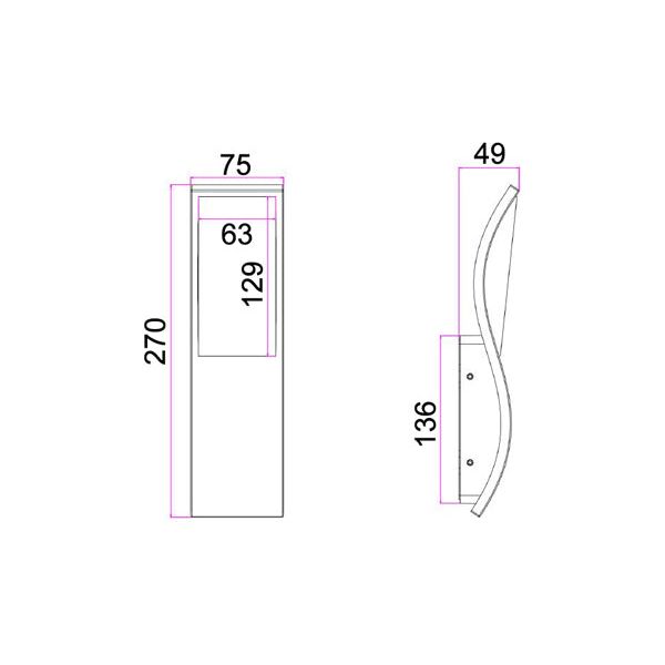 CLA OLA Exterior LED Surface Mounted Wavy Rectangular Wall Lights