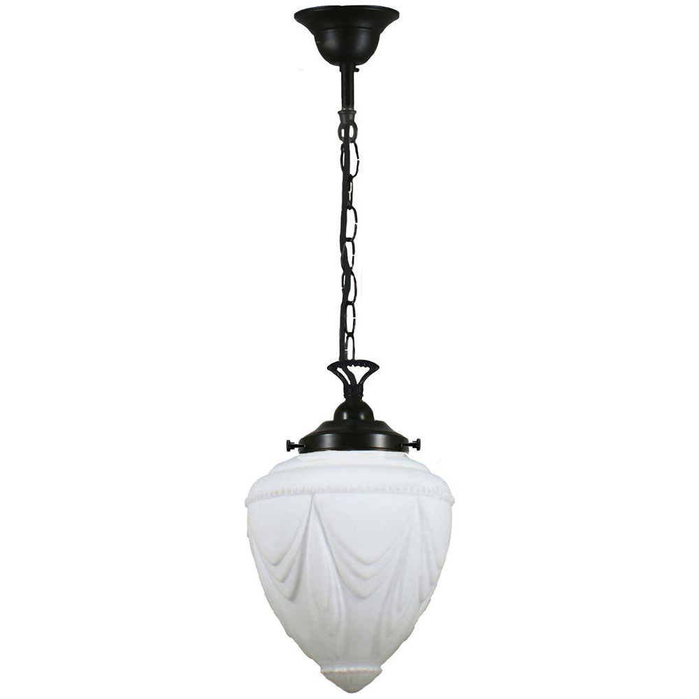 Lighting Inspiration Empire 8'' Opal Matt Single Chain Black Cord Susp Patina Black