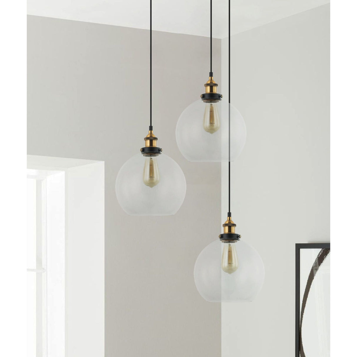 CLA PESINI Interior Wine Glass with Antique Brass/ Chrome Highlight Pendant Lights