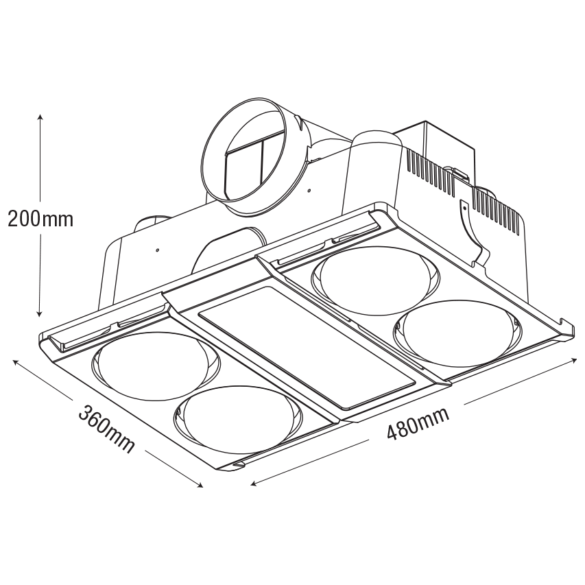 Martec Profile Panel 4 High Performance 3 in 1 Bathroom Heater With Exhaust Fan