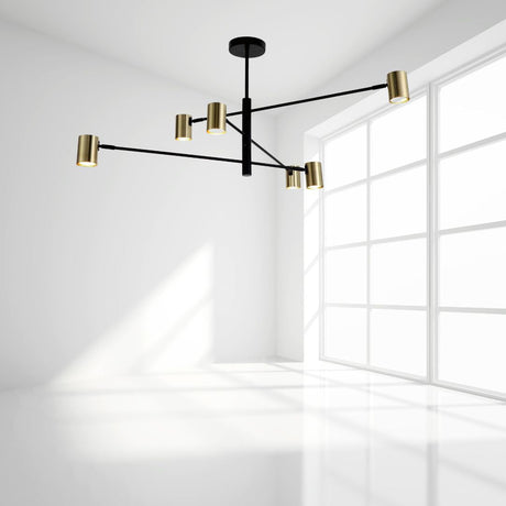 PELO Matte Black and Satin Brass Pendant Light – 6 Light by VM Lighting