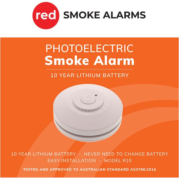 Red 10 year Battery Stand-alone Smoke Alarm