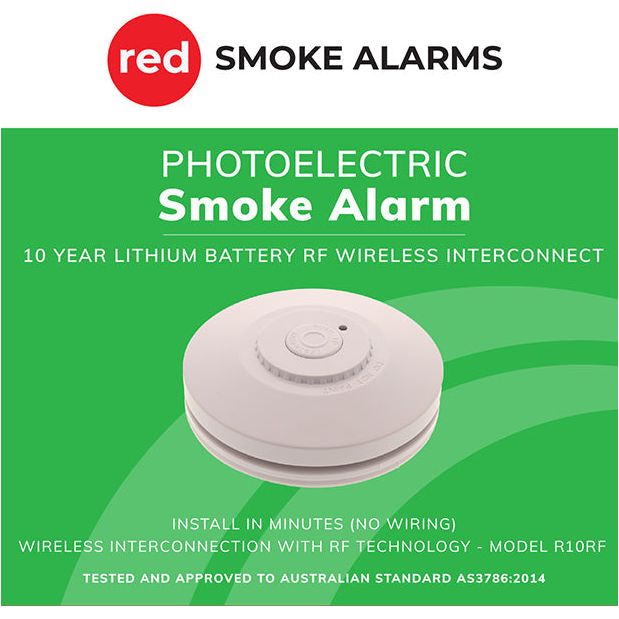 Red 10 year RF Wireless Smoke Alarm