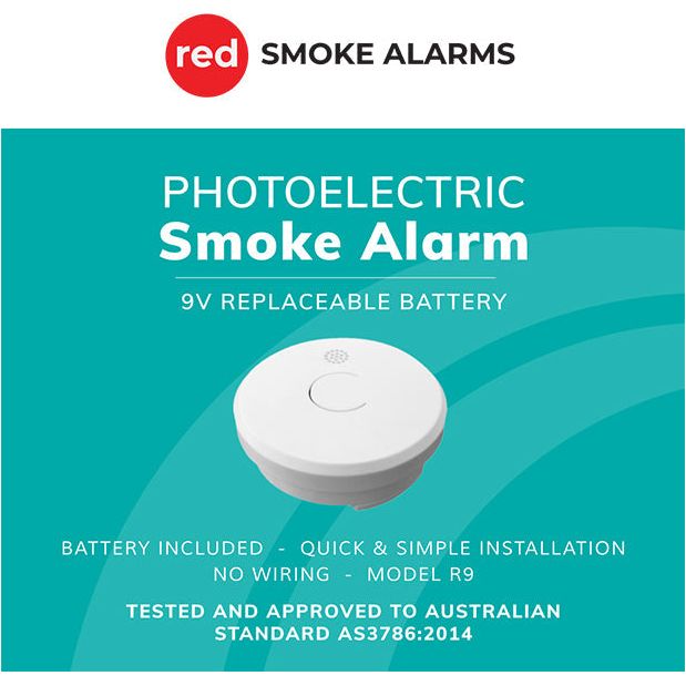 Red 9v Battery Stand-alone Smoke Alarm R9