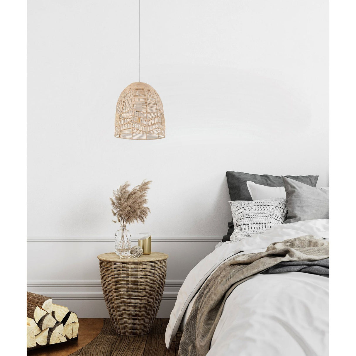 CLA ROTA Natural Rattan Ellipse Pendant Light