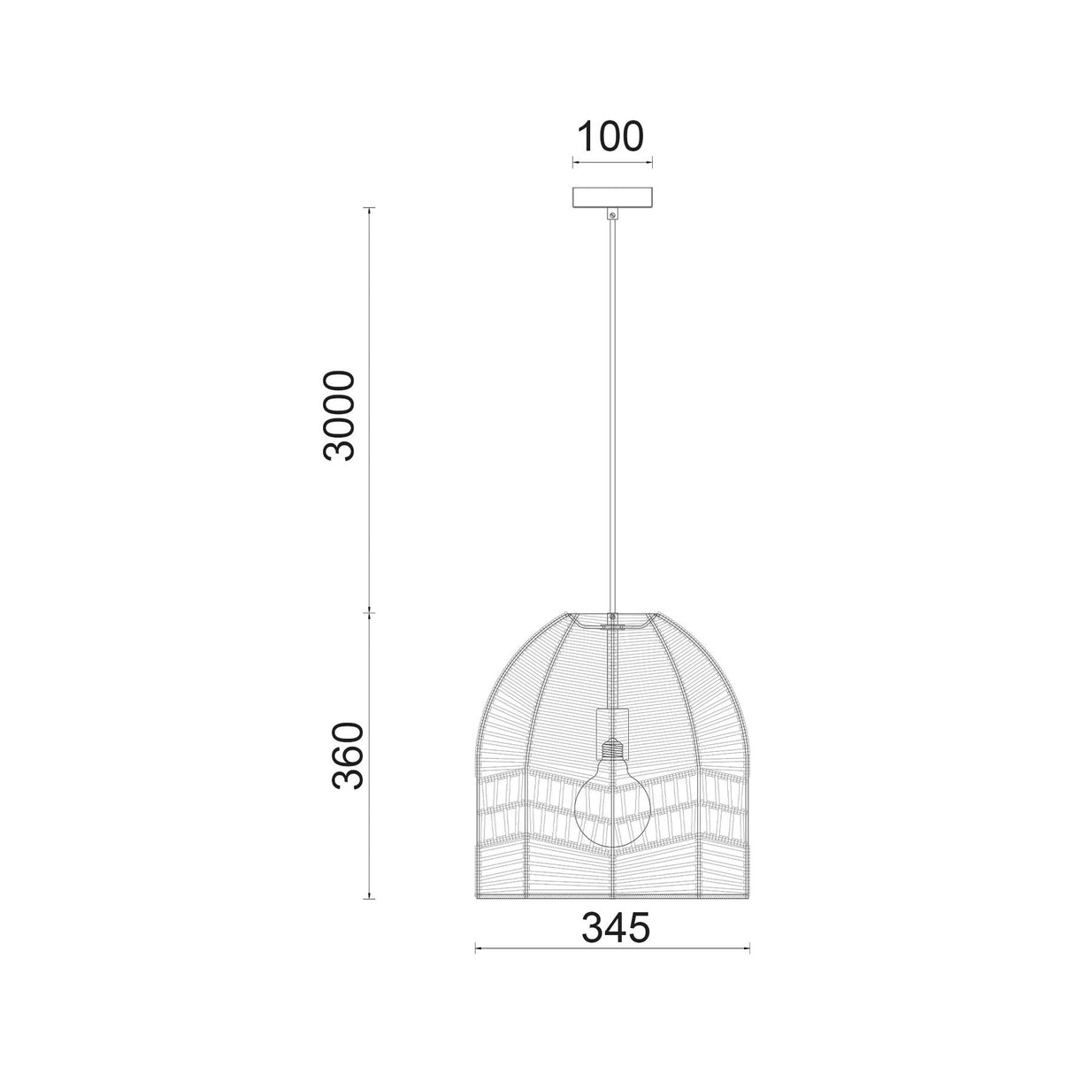 CLA ROTA Natural Rattan Ellipse Pendant Light