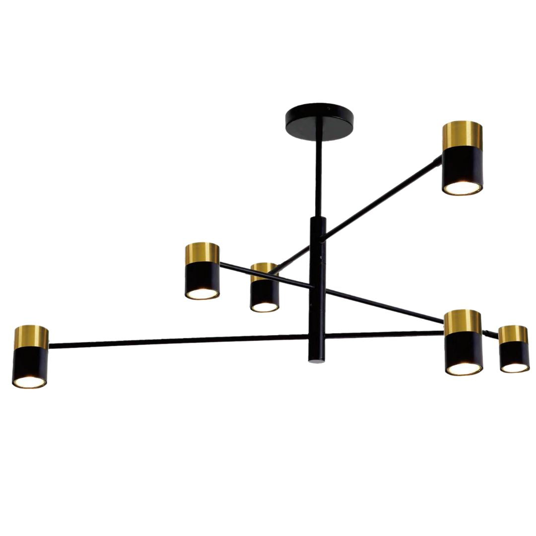 RAGGIO Matte Black and Satin Brass Pendant Light – 6 Light by VM Lighting