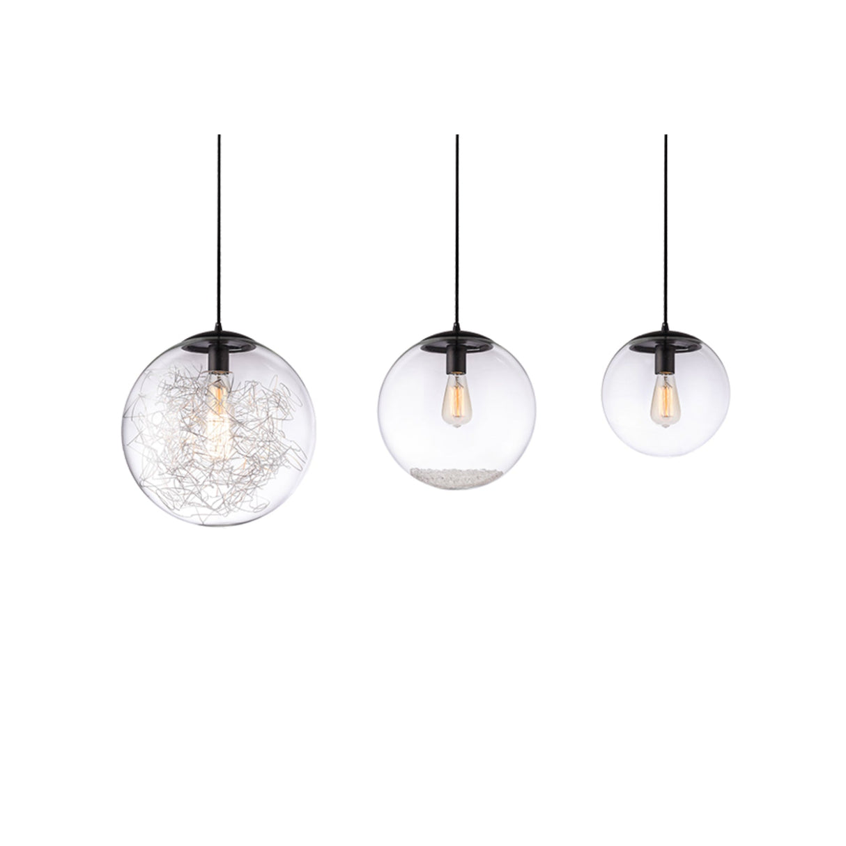 SFERA Black Clear Sphere Glass Pendants by VM Lighting